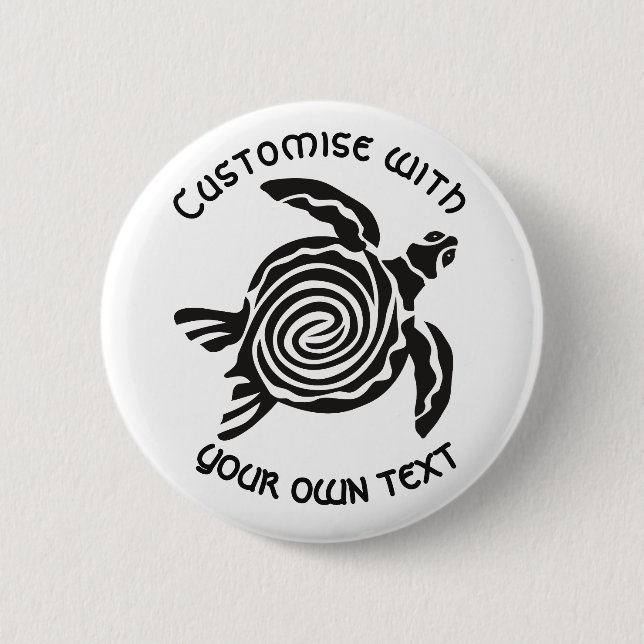 Custom Text Tribal Turtle Design 6 Cm Round Badge (Front)