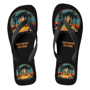 Custom Text Tropical Beach Sunset Flip Flops