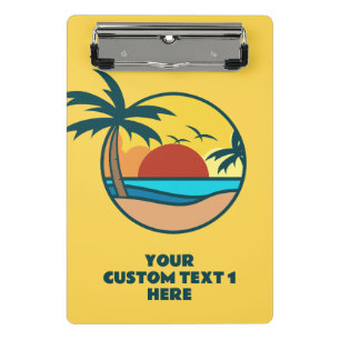 Custom Text Tropical Beach Sunset Mini Clipboard