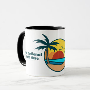 Custom Text Tropical Beach Sunset Mug