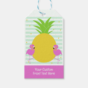 Custom Text Tropical Flamingos Gift Tags