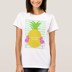 Custom Text Tropical Flamingos T-Shirt