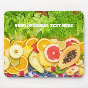 Custom Text Tropical Fruits Mouse Mat