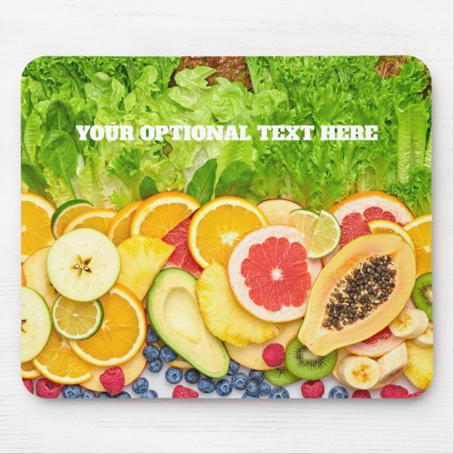 Custom Text Tropical Fruits Mouse Mat (Front)