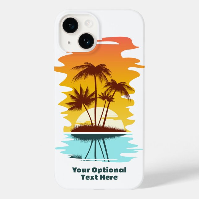 Custom Text Tropical Island Sunset Case-Mate iPhone Case (Back)