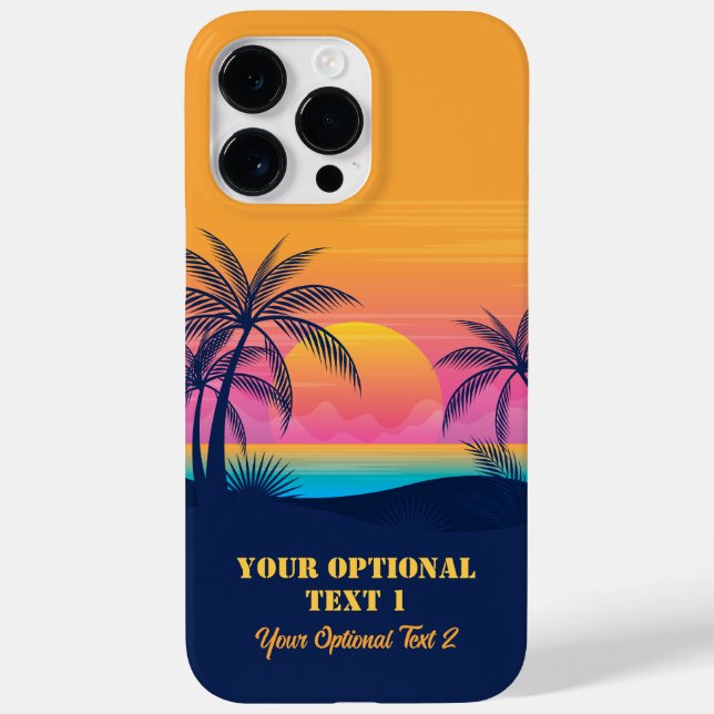Custom Text Tropical Island Sunset Case-Mate iPhone Case (Back)