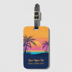 Custom Text Tropical Island Sunset Luggage Tag