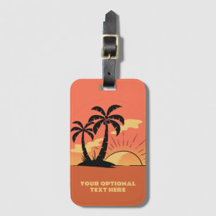 Custom Text Tropical Island Sunset Luggage Tag