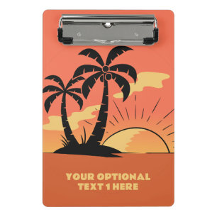 Custom Text Tropical Island Sunset Mini Clipboard
