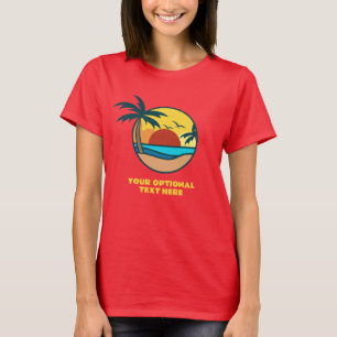 Custom Text Tropical Island Sunset T-Shirt