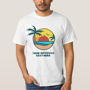 Custom Text Tropical Island Sunset T-Shirt
