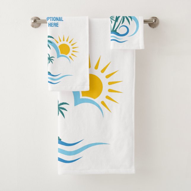 Custom Text Tropical Islands Bath Towel Set (Insitu)