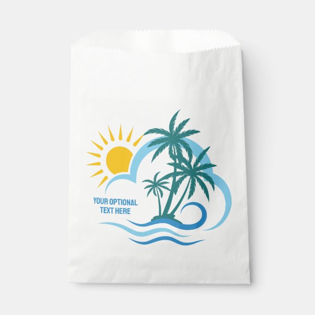 Custom Text Tropical Islands Favour Bags (Front)