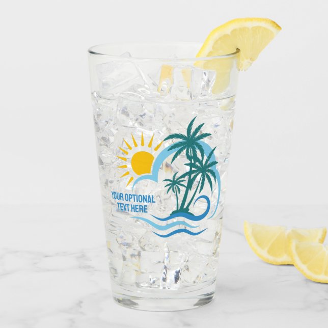 Custom Text Tropical Islands Glass (Back Ice)