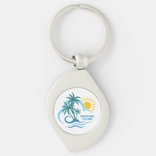 Custom Text Tropical Islands Key Ring