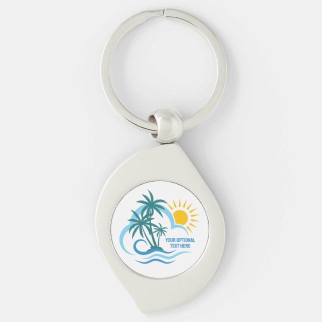 Custom Text Tropical Islands Key Ring (Front)
