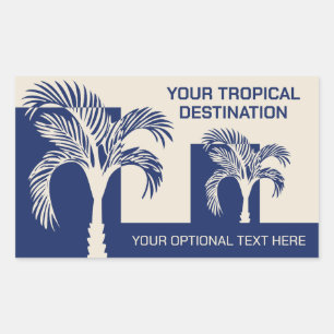 Custom Text Tropical Palm Trees Rectangular Sticker