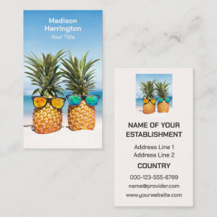 Custom Text Tropical Pineapples Business Card
