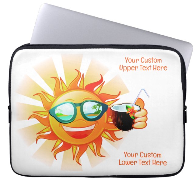 Custom Text Tropical Sun Laptop Sleeve (Front)