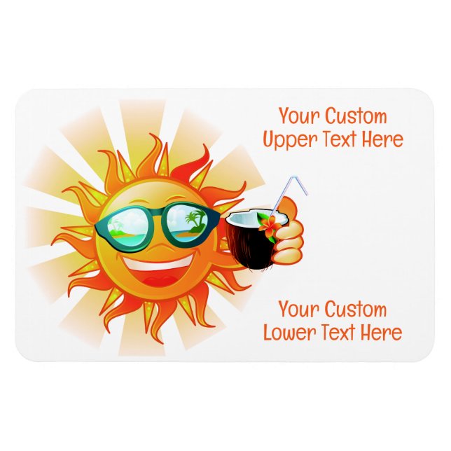 Custom Text Tropical Sun Magnet (Horizontal)