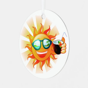 Custom Text Tropical Sun Metal Tree Decoration