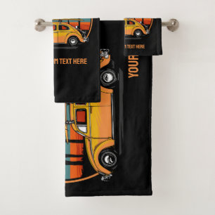 Custom Text Tropical Sunset Bath Towel Set