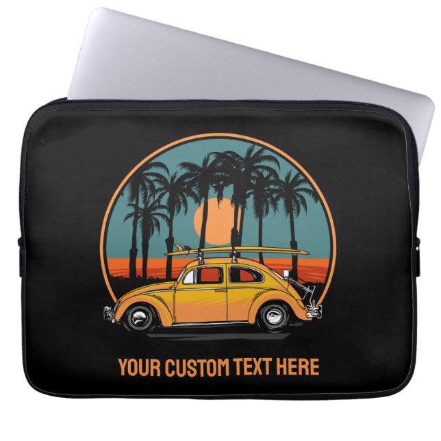 Custom Text Tropical Sunset Laptop Sleeve (Front)