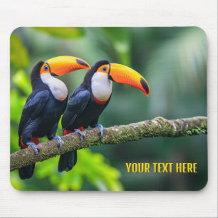 Custom Text Tropical Toucans Mouse Mat