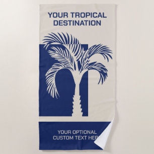 Custom Text Tropical Vacation Beach Towel