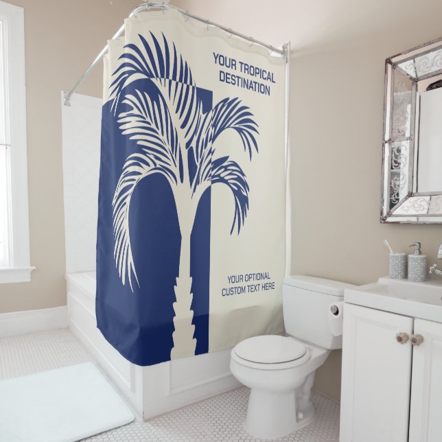 Custom Text Tropical Vacation Shower Curtain (In Situ)