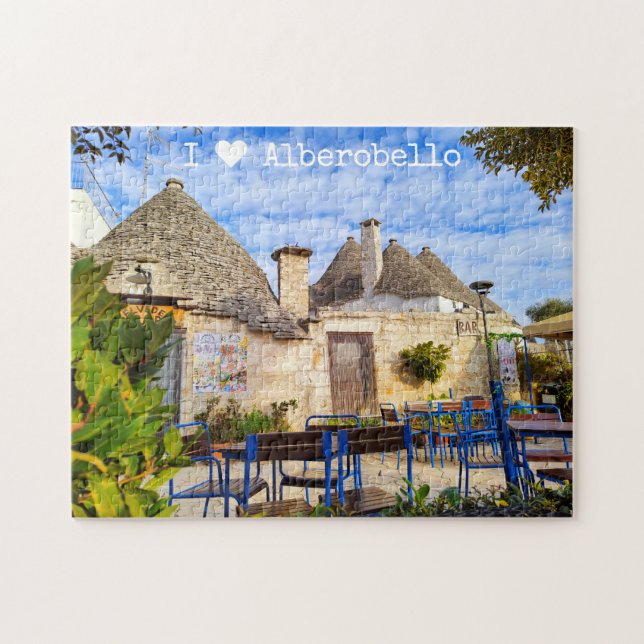 Custom text, trulli houses, Alberobello, Apulia Jigsaw Puzzle (Horizontal)