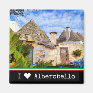 Custom text, trulli houses, Alberobello, Apulia Magnet