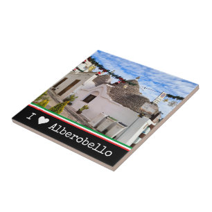 Custom text, trulli houses in Alberobello Tile