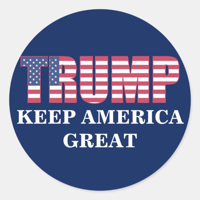 Custom Text Trump 2020 Keep America Great Blue Classic Round Sticker (Front)