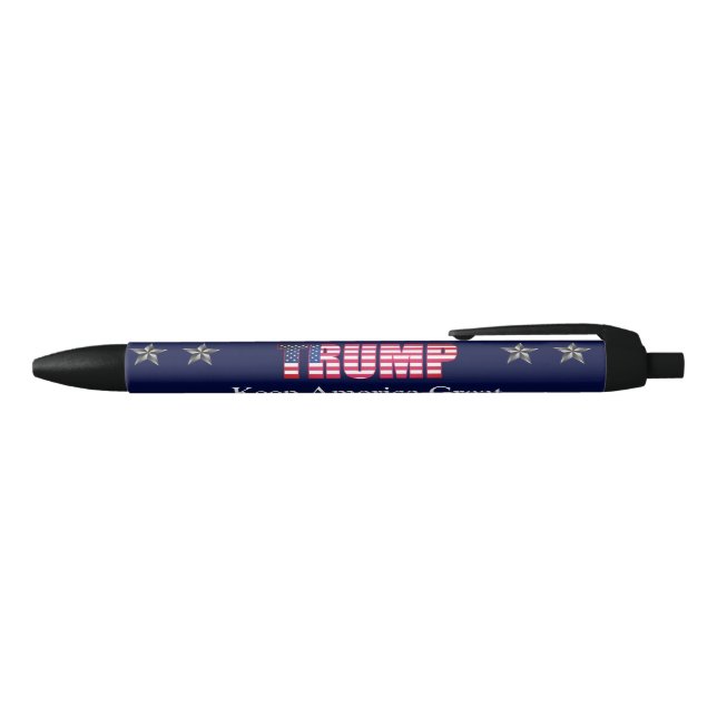 Custom Text Trump '24 Keep America Great Blue Star Black Ink Pen (Top)