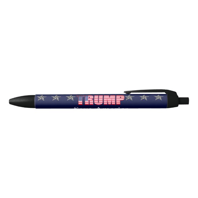 Custom Text Trump '24 Save America Blue Star Black Black Ink Pen (Top)
