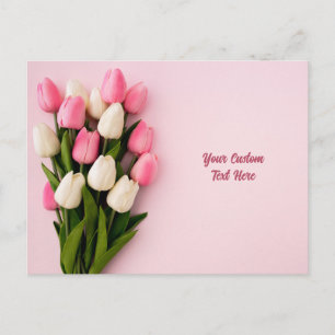 Custom Text Tulips on Pink Postcard