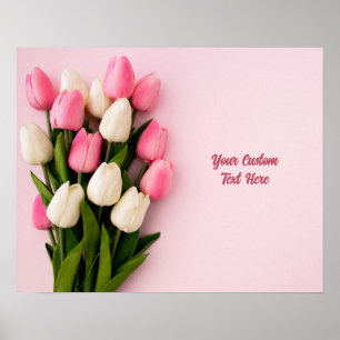 Custom Text Tulips on Pink Poster