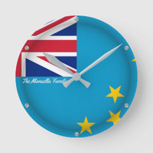 Custom TEXT Tuvaluan Proud Tuvalu Flag Country Round Clock