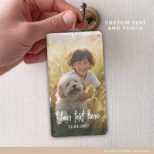 Custom Text Two Photo Keepsake Family Photo Key Ring