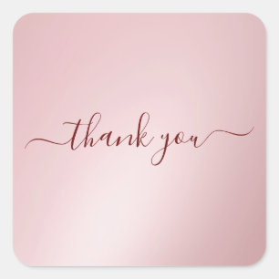 Custom Text Typography Elegant Rose Gold Thank You Square Sticker