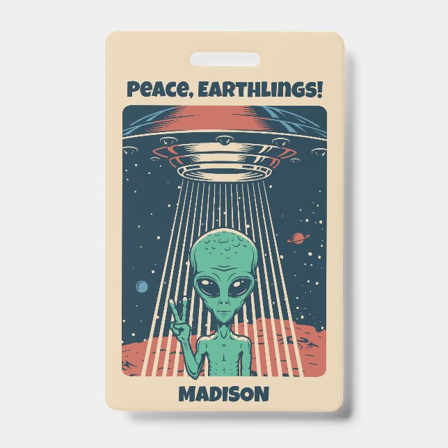 Custom Text UFO Alien ID Badge (Front)