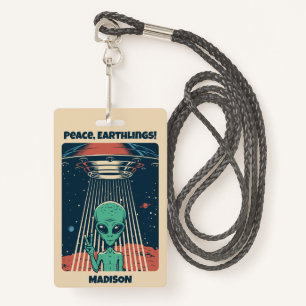 Custom Text UFO Alien ID Badge