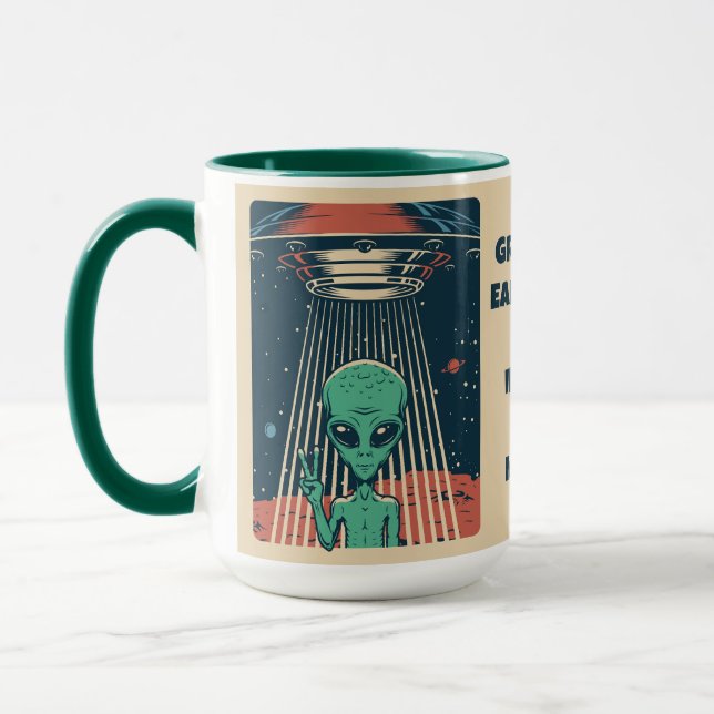 Custom Text UFO Alien Mug (Left)