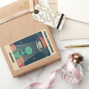 Custom Text UFO Alien Rectangular Sticker