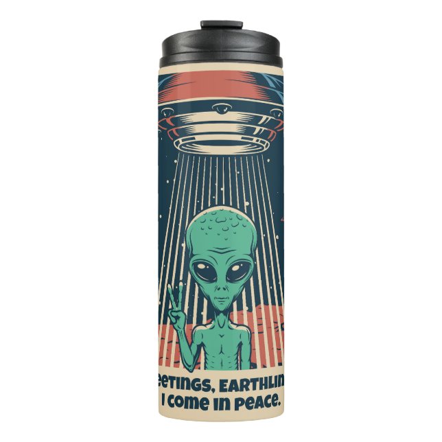 Custom Text UFO Alien Thermal Tumbler (Front)