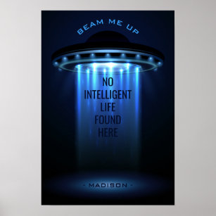 Custom text UFO Spaceship poster