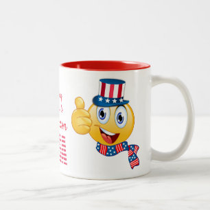 Custom Text Uncle Sam Emoji with Hat and Scarf  Two-Tone Coffee Mug