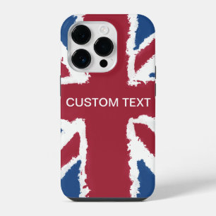 Custom Text Union Jack Flag Art by Heva Weva iPhone 14 Pro Case