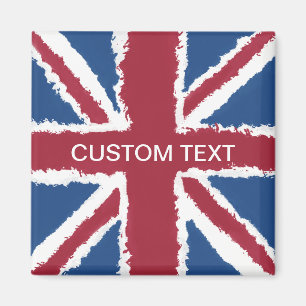 Custom Text Union Jack Flag Art by Heva Weva  Magnet
